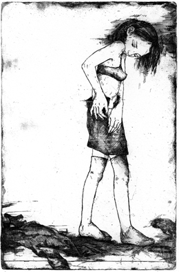 Skirt, etching 1995  19,8 x 13 cm    