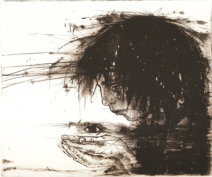 At Glance, dry point 2013 15x17,8cm   