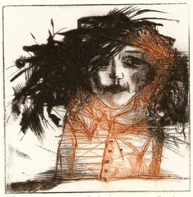 Buttons, dry point 2010 10x10 cm