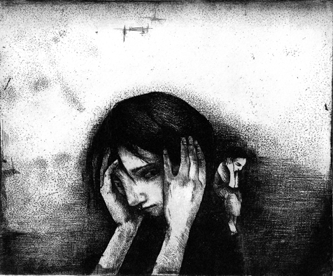 Dozing Off Muse, intaglio printing 1995 12,9 x 15,7 cm