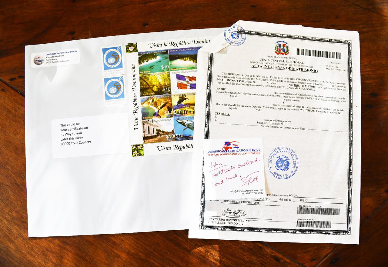 Certificat de mariage dominicain