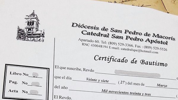 Certificados de bautismo dominicano
