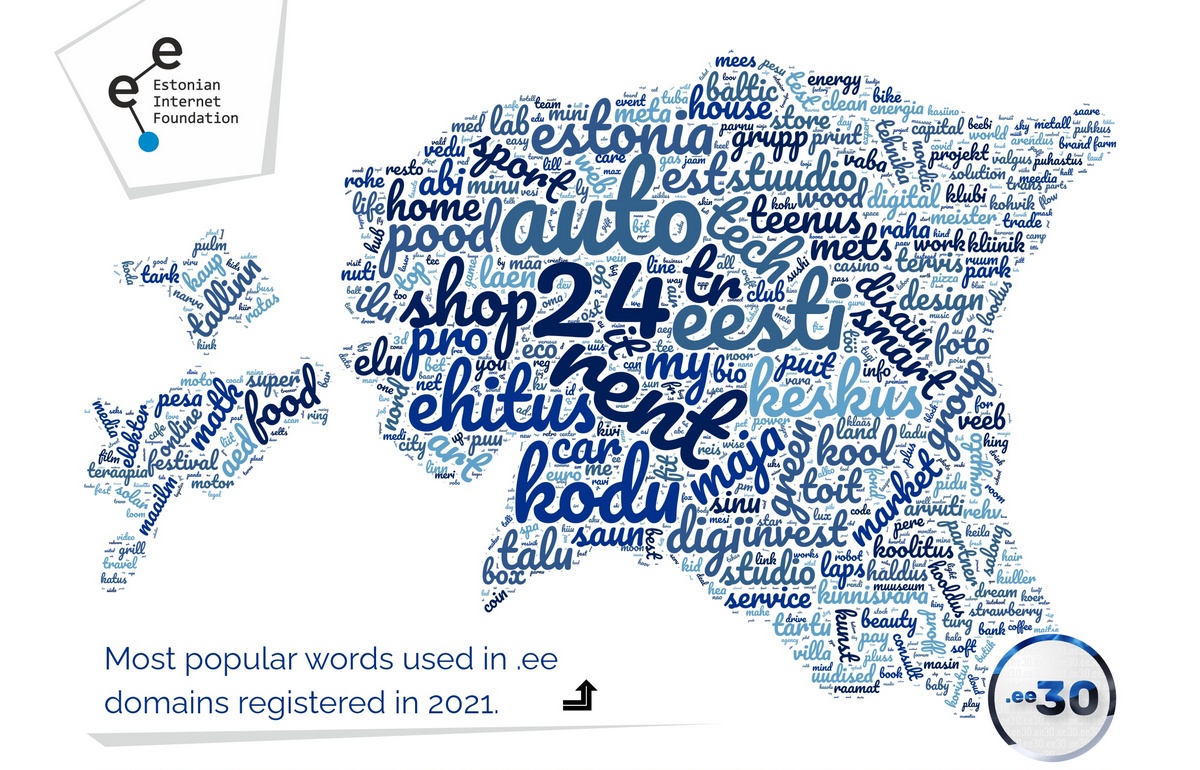 See the map: these were the most used words in the .ee domains registered in 2021