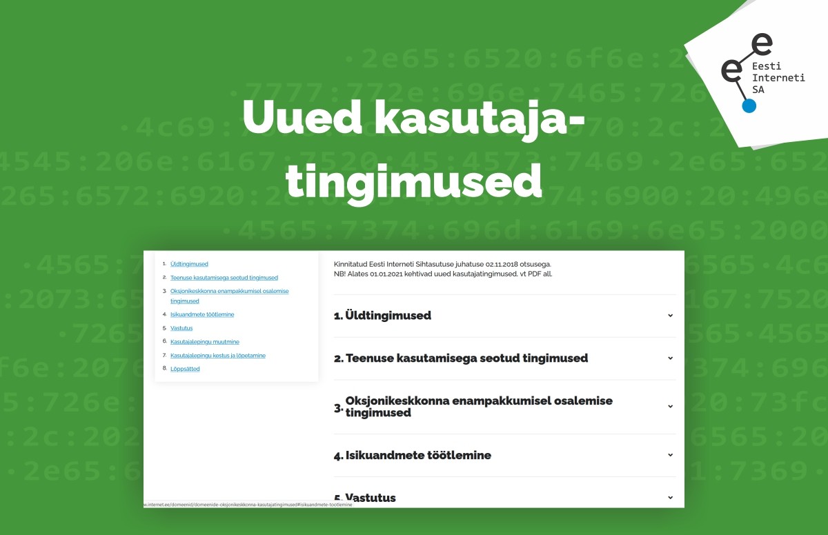 Jõustusid muudatused domeenioksjoni kasutajatingimustes
